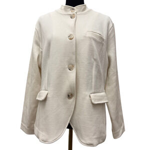 Banana Republic Women’s Cream Knit Military Pique Blazer Size XL Petite NWT
